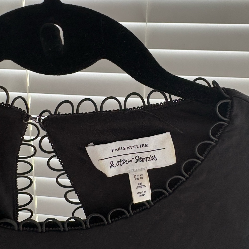 & Other Stories Black Loop-Trim Open Back Dress